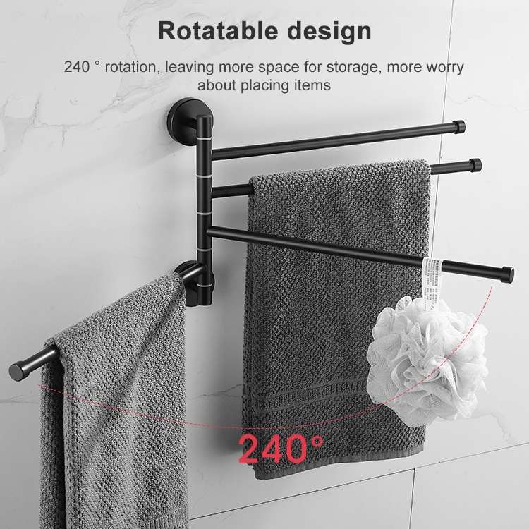Stainless Steel Towel Bar Rotating Towel Rack Bathroom Kitchen Wall-mounted Towel Polished Rack Hold