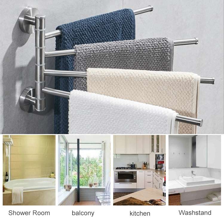 Stainless Steel Towel Bar Rotating Towel Rack Bathroom Kitchen Wall-mounted Towel Polished Rack Hold