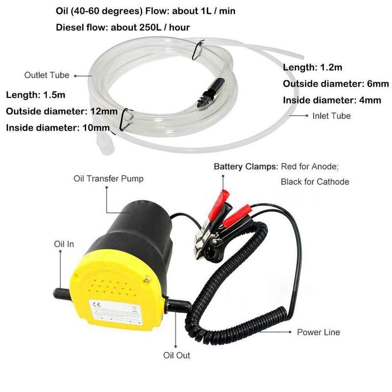 12V 60W Oil / Crude Oil Fluid Sump Extractor Scavenge Exchange Transfer Pump Suction Transfer Pump +