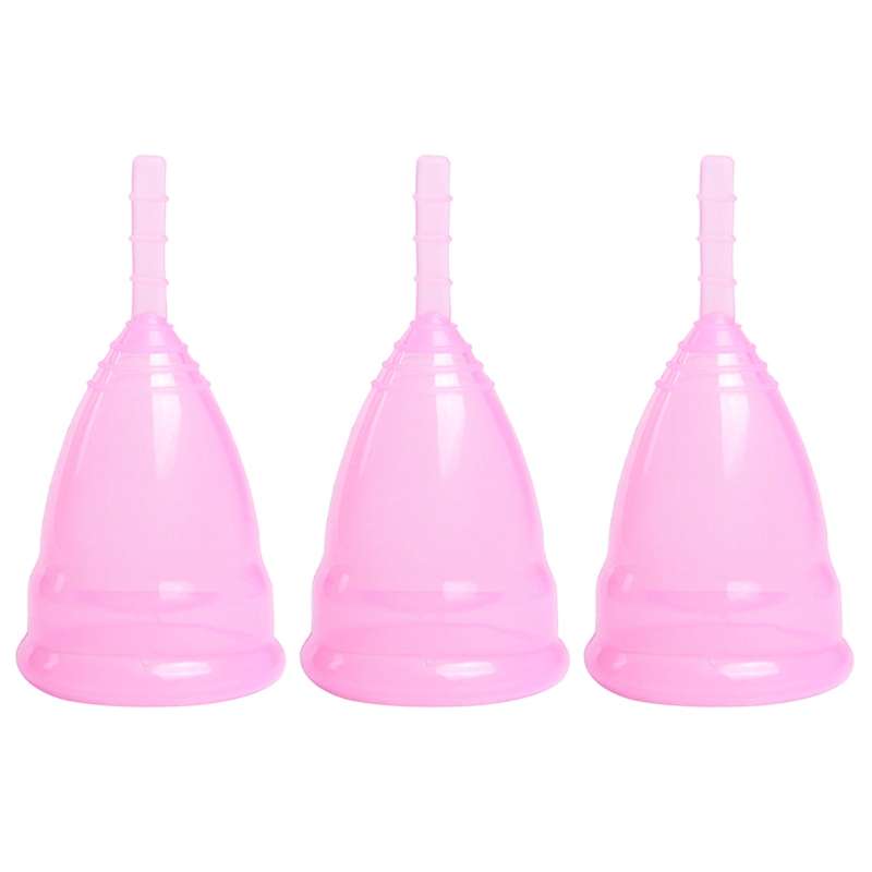 3 PCS Reusable Soft Cup Silicone Menstrual Cup, Size:Small(Transparent)