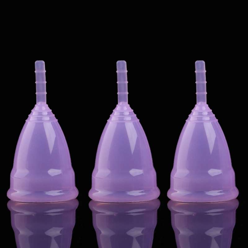 3 PCS Reusable Soft Cup Silicone Menstrual Cup, Size:Small(Transparent)
