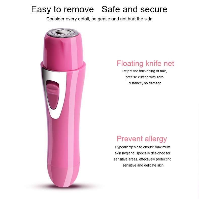2 in 1 Lady Shaving Hair Removal Device Electric Mini Shaving Nose Hair Remover(Pink)