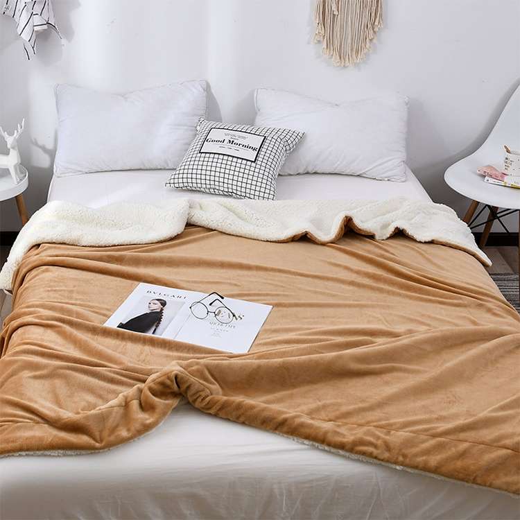 Winter Sofa Blanket Double Thick Cashmere Coral Fleece Ofice Nap Blanket, Size:2x2.3m(Camel)