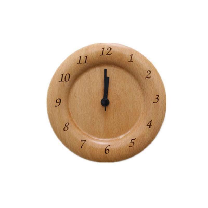 Simple Home Study Solid Wood Decorative Bedside Beech Alarm Clock(Round Greek)