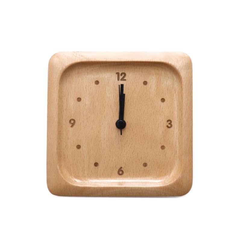 Simple Home Study Solid Wood Decorative Bedside Beech Alarm Clock(Round Greek)