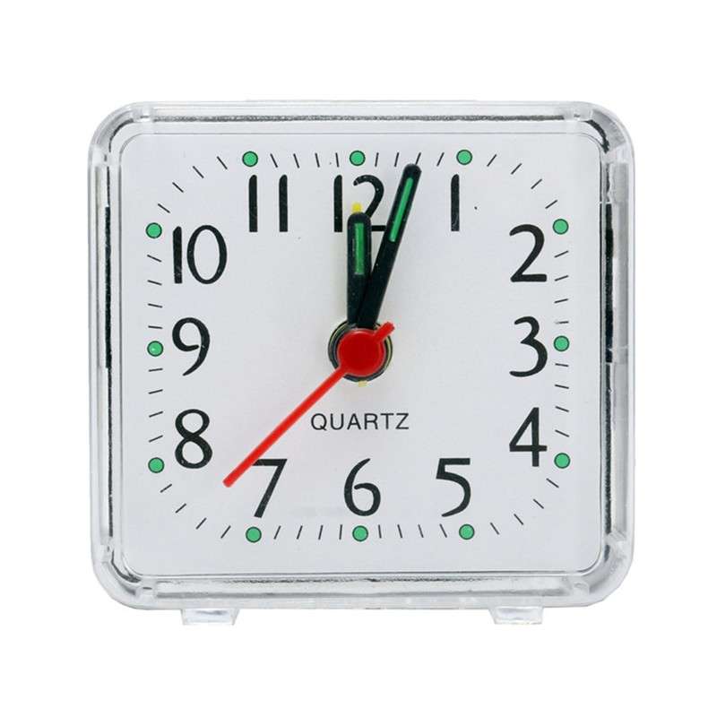 Square Alarm Clock Transparent Case Compact Digital Mini Bedroom Bedside Office Electronic Clock(Whi