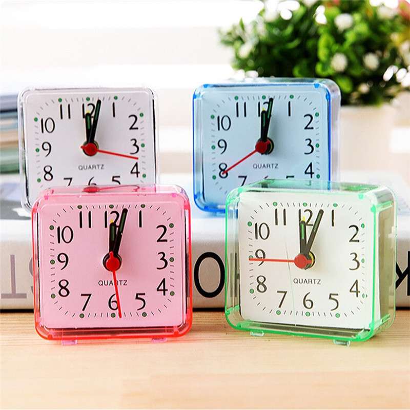 Square Alarm Clock Transparent Case Compact Digital Mini Bedroom Bedside Office Electronic Clock(Whi