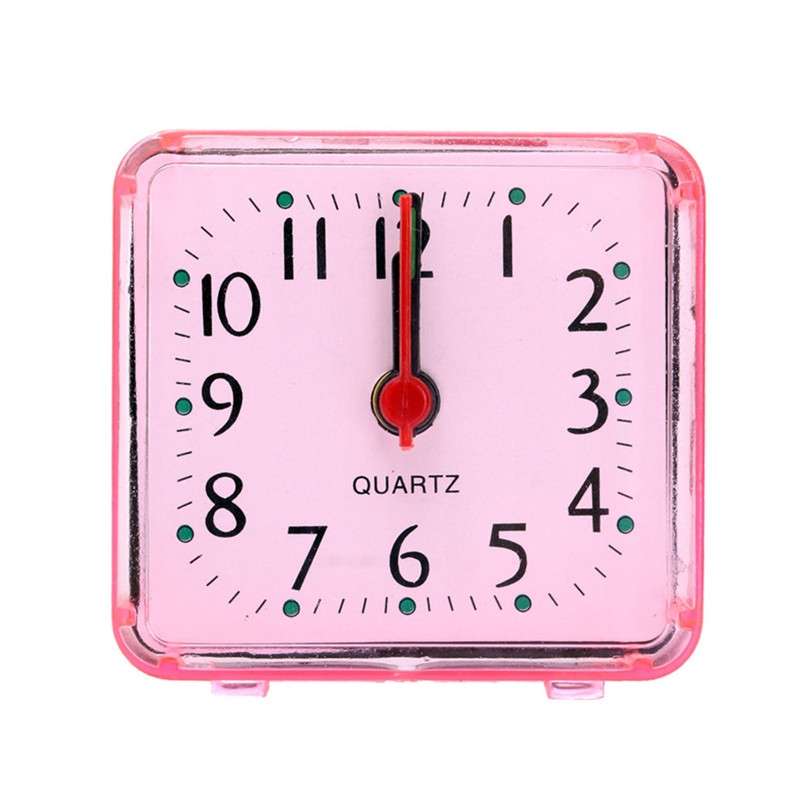 Square Alarm Clock Transparent Case Compact Digital Mini Bedroom Bedside Office Electronic Clock(Whi