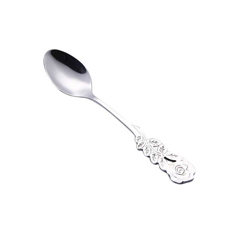 Small Mini Stainless Steel Rose Flower Coffee Spoon Strring Spoon Teaspoon Tea Spoon Dessert Spoon L