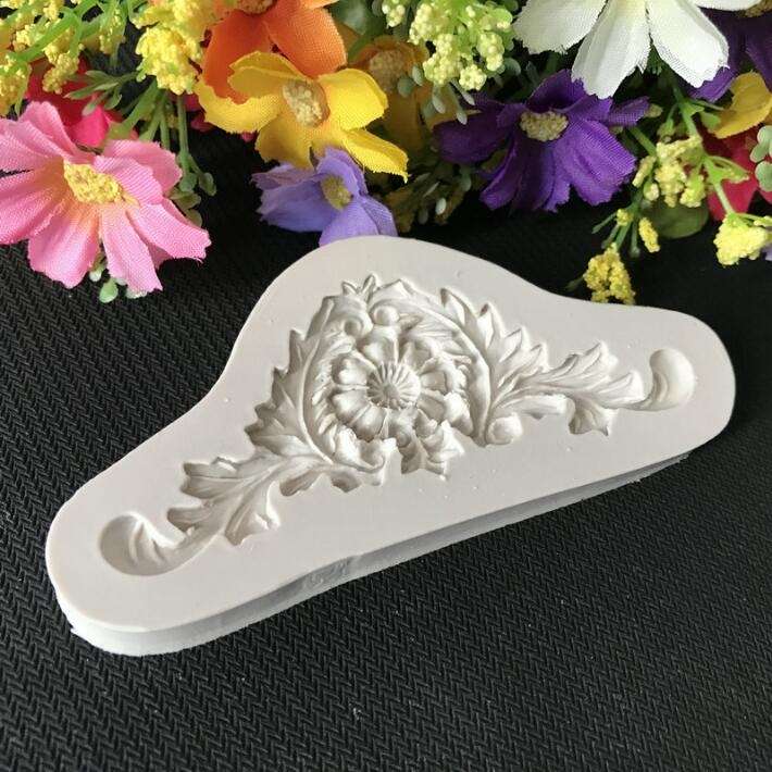2 PCS Vintage Embossed Fondant Silicone Mold Court Lace Flower Vine DOY Baking Cake Tool(Pink)