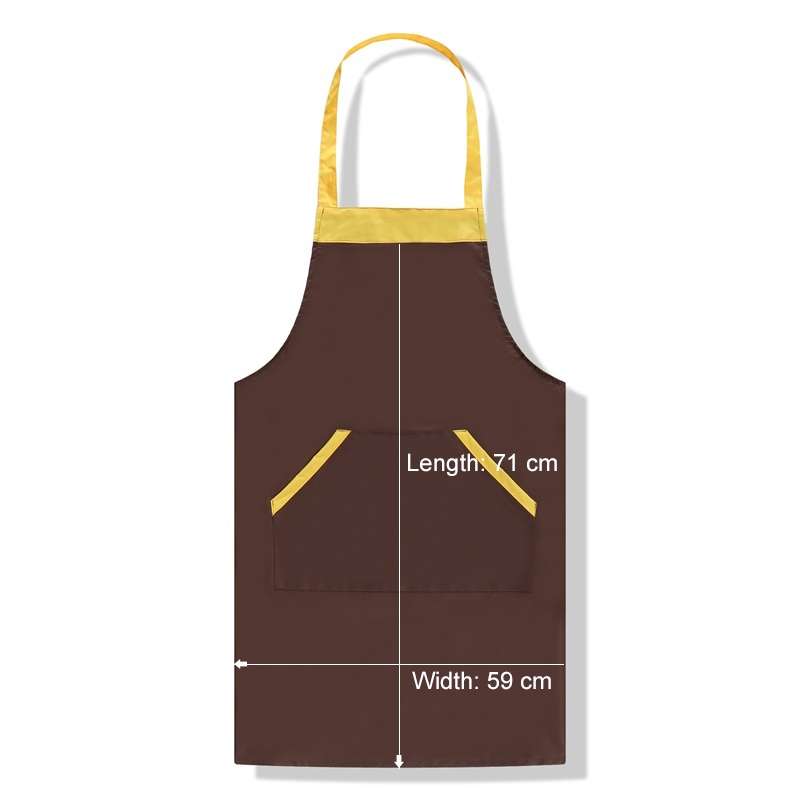 Solid Color Polyester Home Apron Antifouling Simple Adult Apron(Coffee)