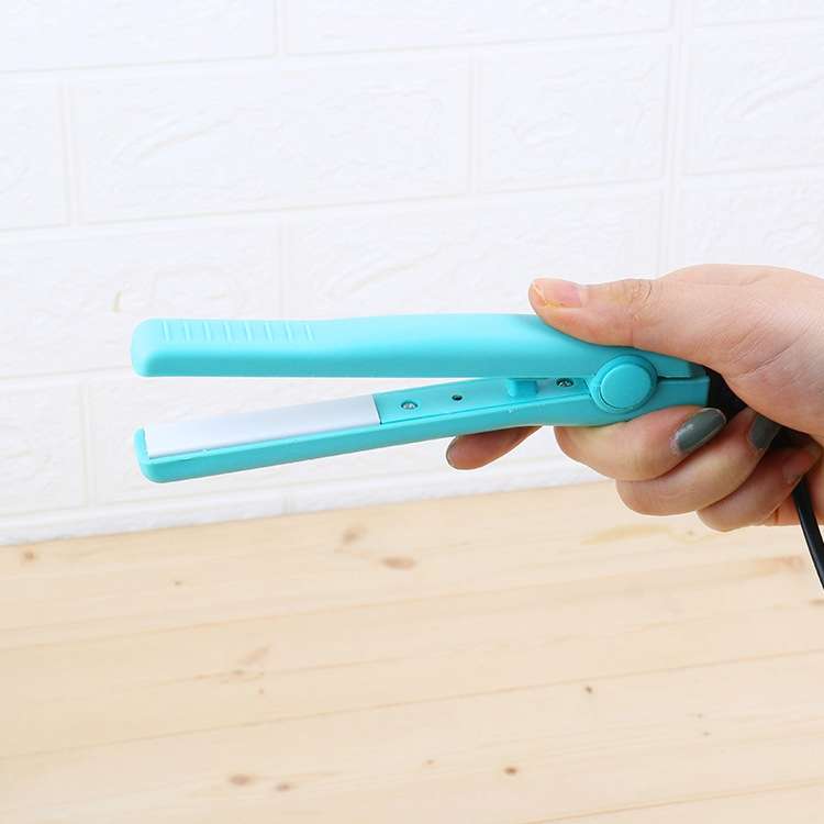 Mini Hair Straightener Ceramic Tourmaline Plates Curler(Blue)