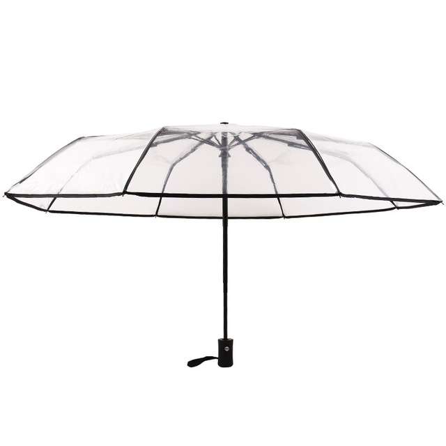 Creative Transparent Folding Umbrella 8 Bones Automatic Umbrella(Black)