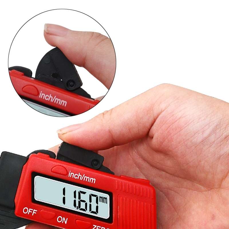 Plastic Electronic Digital Thickness Gauge Professional Construction Tools(Red)
