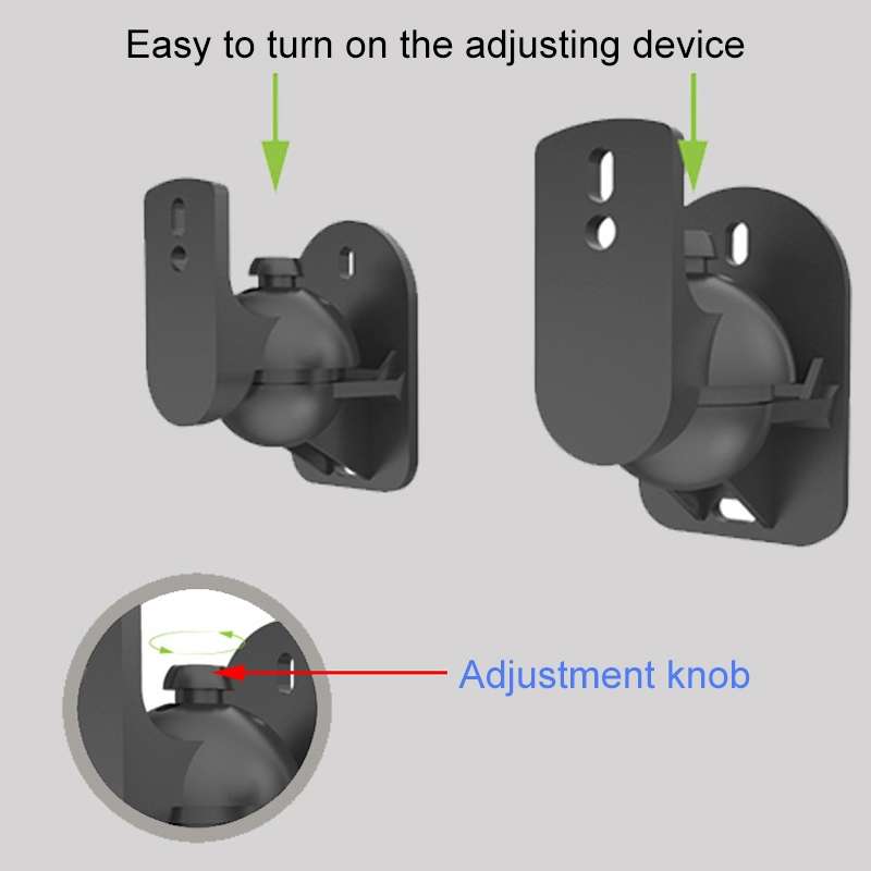 Pair Black Surround Sound Speaker Wall Mount Brackets 45 Degree Rotatable Design TV Wall Mount 8 x 4