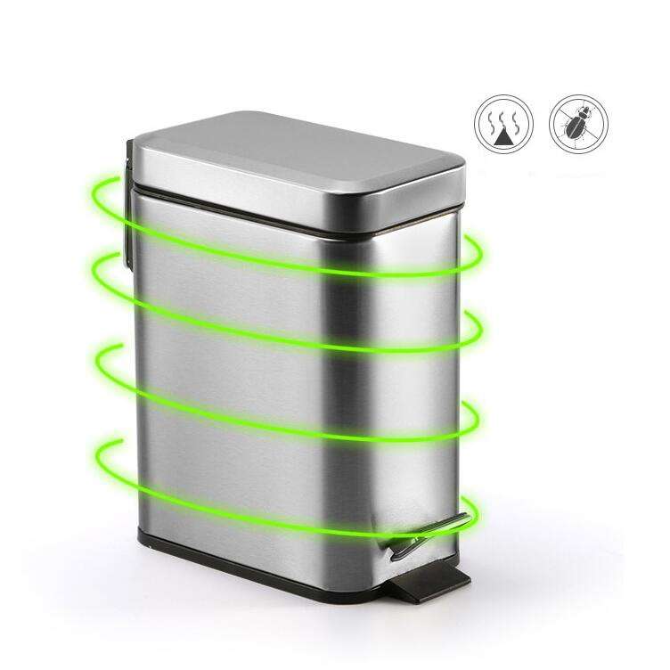 Household Stainless Steel Foot Pedal Small Rectangular Trash Can(Pink)