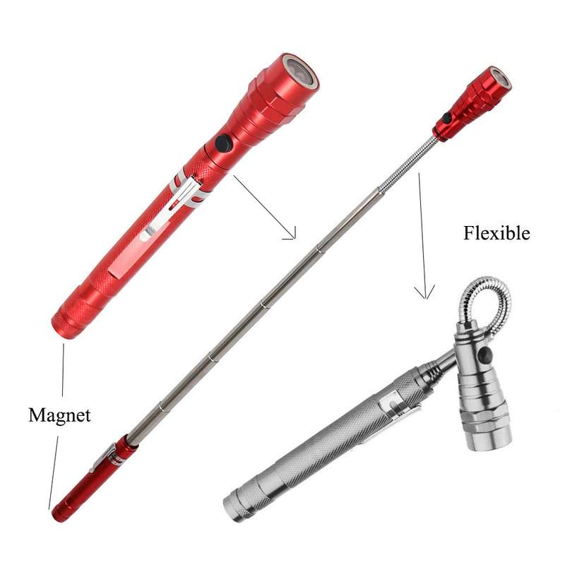 2 PCS 1W Flexible Magnet Camping Fishing Telescopic 360 Degrees Head Flashlight Outdoor Torch Magnet