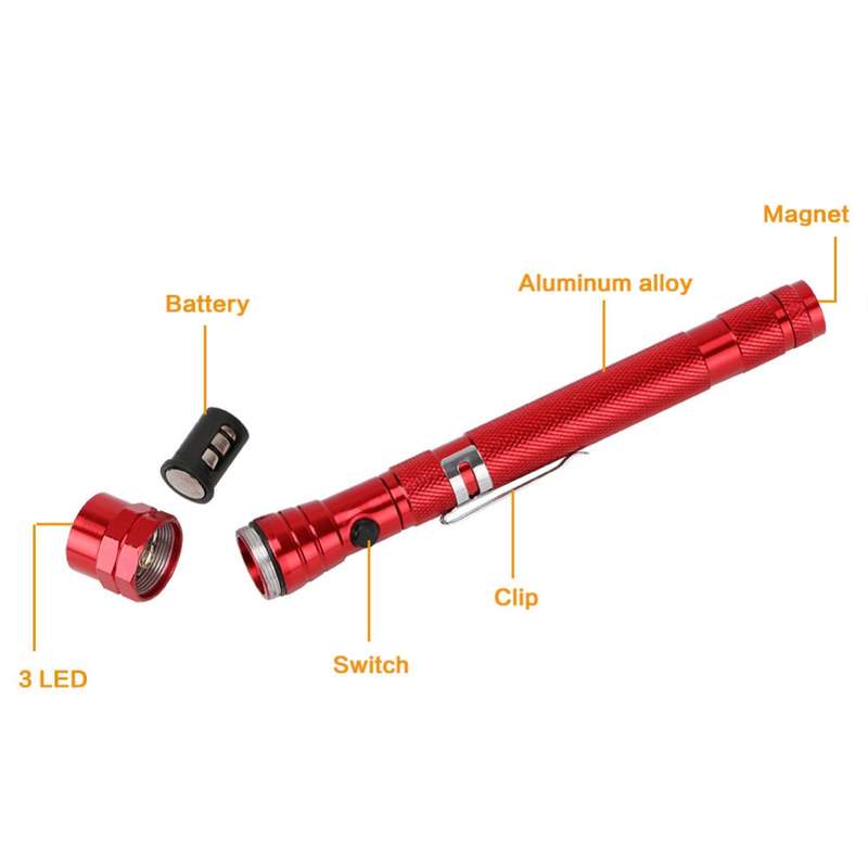 2 PCS 1W Flexible Magnet Camping Fishing Telescopic 360 Degrees Head Flashlight Outdoor Torch Magnet