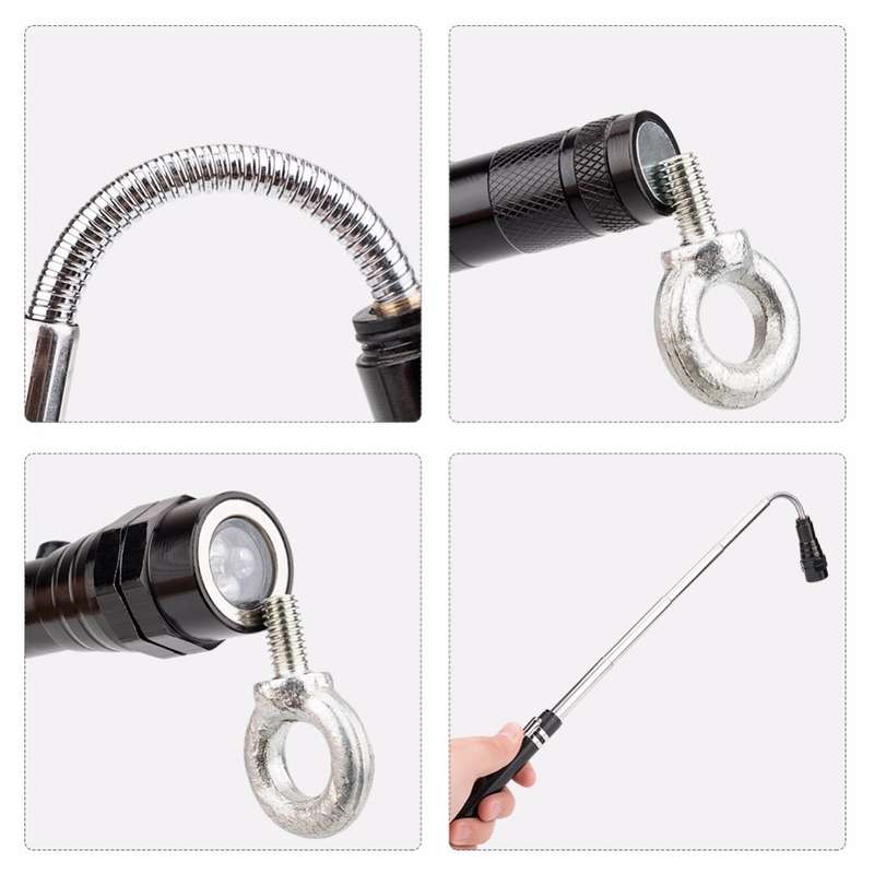 2 PCS 1W Flexible Magnet Camping Fishing Telescopic 360 Degrees Head Flashlight Outdoor Torch Magnet