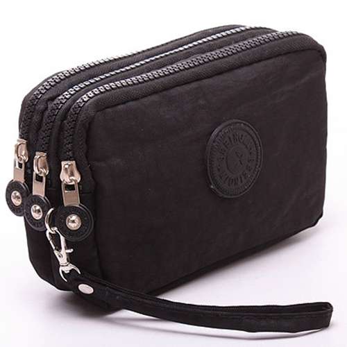 Three-Layer Zipper Short for Ladies Change Mobile Bag(Rose red)