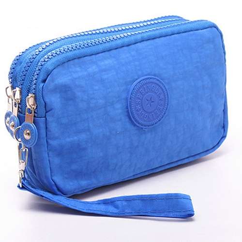 Three-Layer Zipper Short for Ladies Change Mobile Bag(Rose red)
