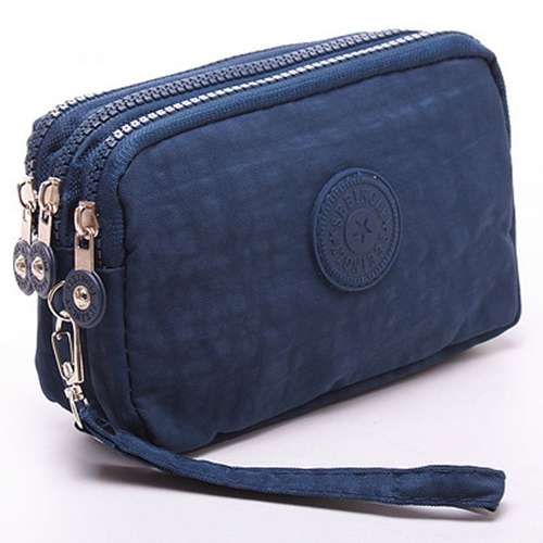Three-Layer Zipper Short for Ladies Change Mobile Bag(Rose red)