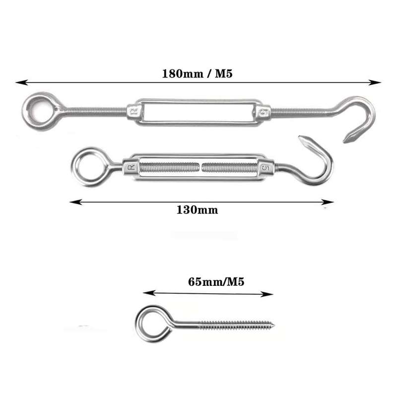 Flower Basket Screws 304 Stainless Steel Wire Rope Hook Tensioner, Specification:M6(Silver)