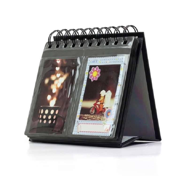 Calendar Style Desktop Standing Brand Name Folder Mini Desk 3 inch 68 Photos Album Book(Pink)