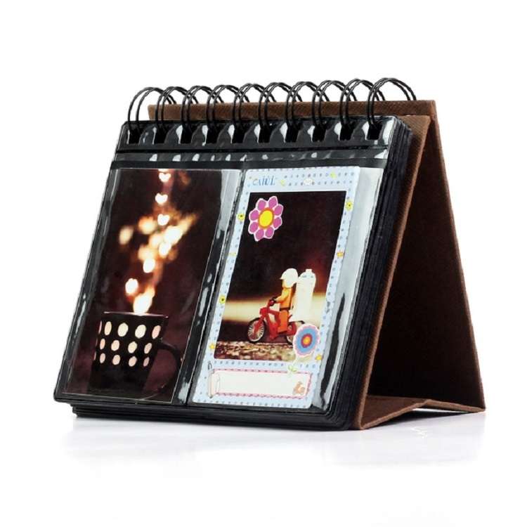 Calendar Style Desktop Standing Brand Name Folder Mini Desk 3 inch 68 Photos Album Book(Pink)