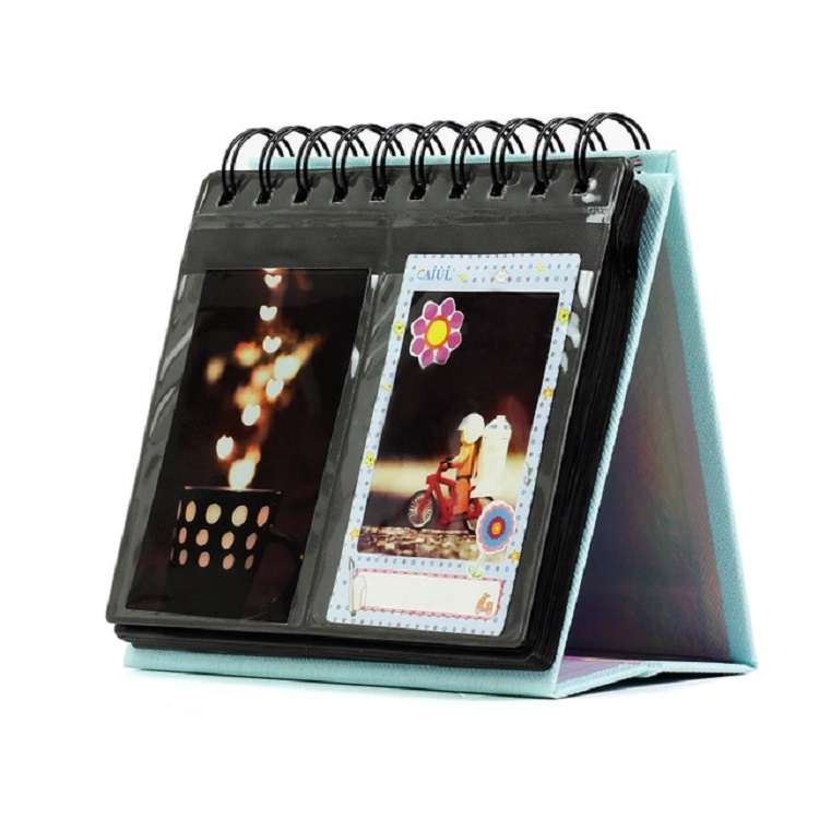 Calendar Style Desktop Standing Brand Name Folder Mini Desk 3 inch 68 Photos Album Book(Pink)