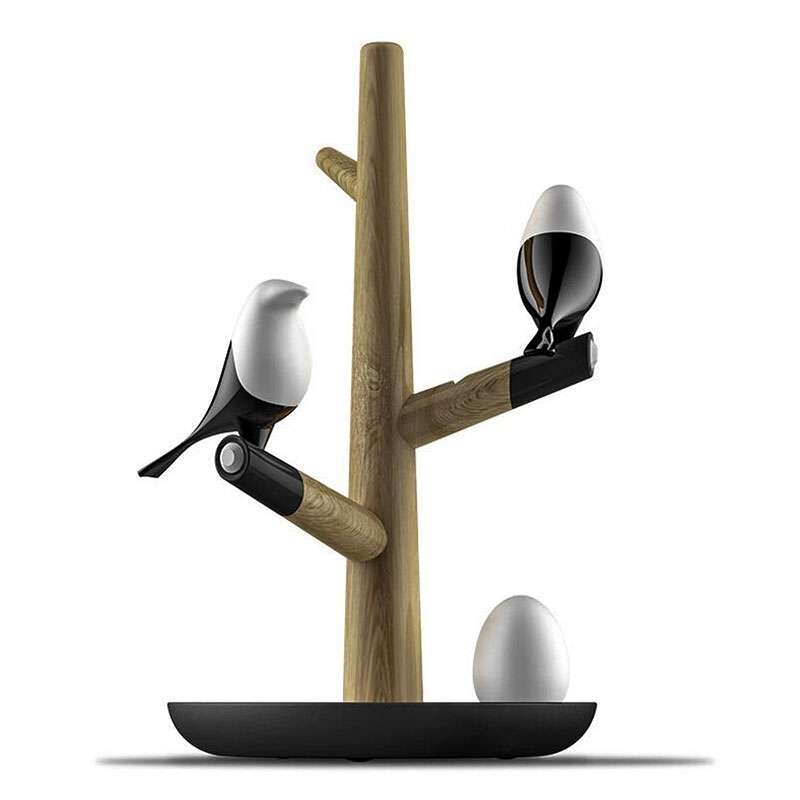 Lucky Bird LED Night Table Lamp Wood Base Intelligent Motion Sensor Living Room Bedroom Desk Light(2