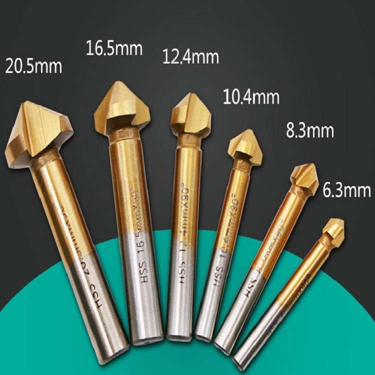 6 In 1 90 Degree Three-edge Chamfering Knife Woodworking Milling Cutter Chamfering Machine Hole Open
