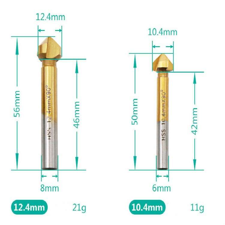 6 In 1 90 Degree Three-edge Chamfering Knife Woodworking Milling Cutter Chamfering Machine Hole Open