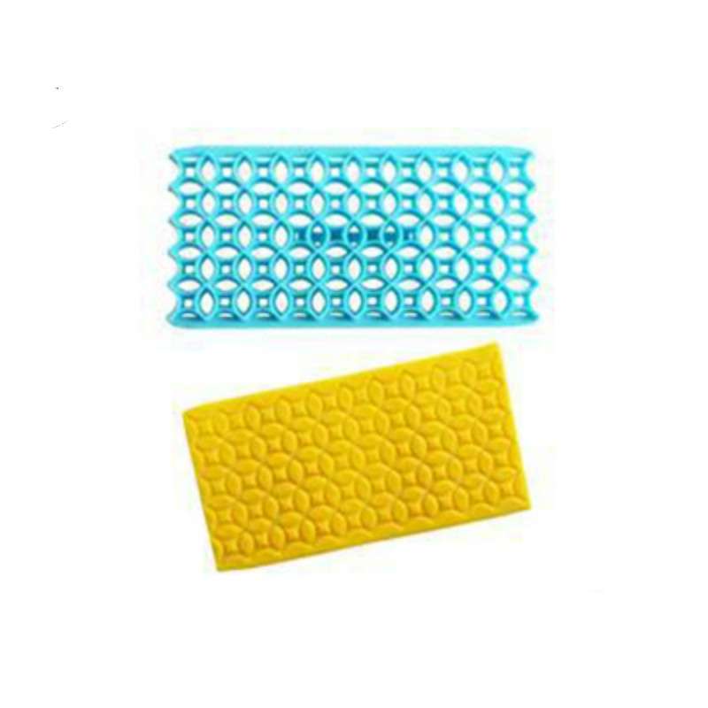 2 PCS Cake Fondant Tool Heart Shaped Diamond Texture Plaid Overpass Quyi Seal Printing Mould(Small R