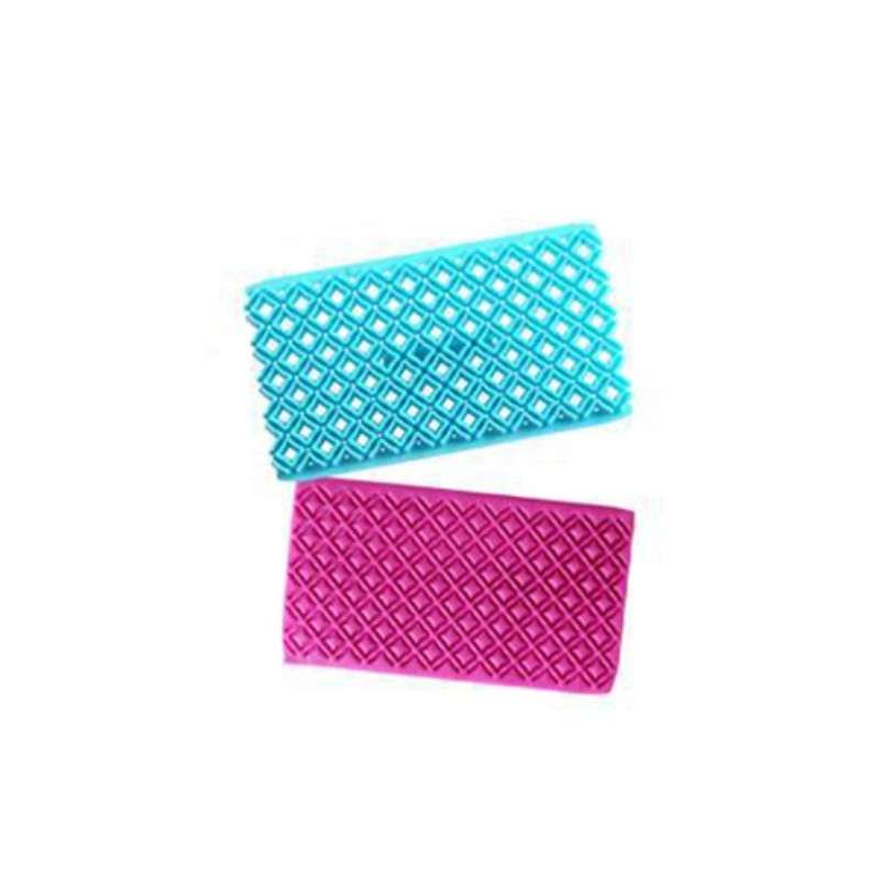 2 PCS Cake Fondant Tool Heart Shaped Diamond Texture Plaid Overpass Quyi Seal Printing Mould(Small R