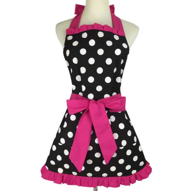 Cotton Dot Overalls Apron(Red)