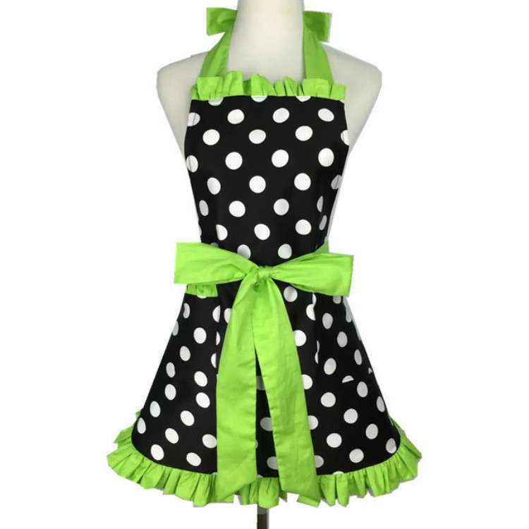 Cotton Dot Overalls Apron(Red)