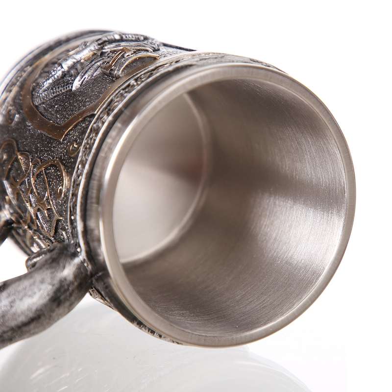 3D Viking Skull Coffee Beer Mug Skull Mug Beer Wine Drink Gift Stainless Steel Knight Decorative Cup