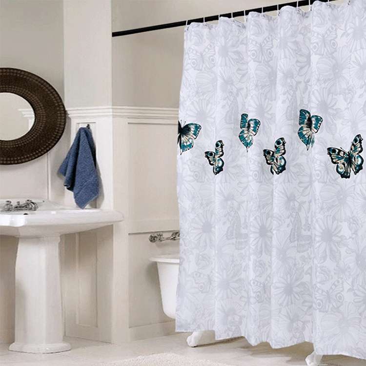 Butterfly Waterproof Polyester Shower Washable Bathroom Curtains, Size:120x180cm