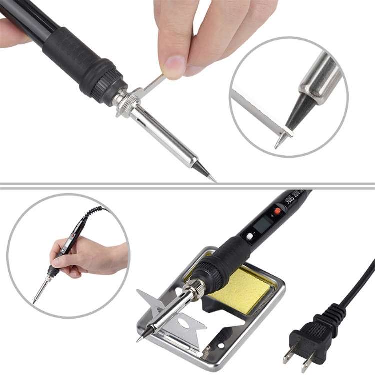 908S 80W LCD Thermostat Soldering Iron Constant Temperature Soldering Iron, Plug Type:EU Plug(Black)