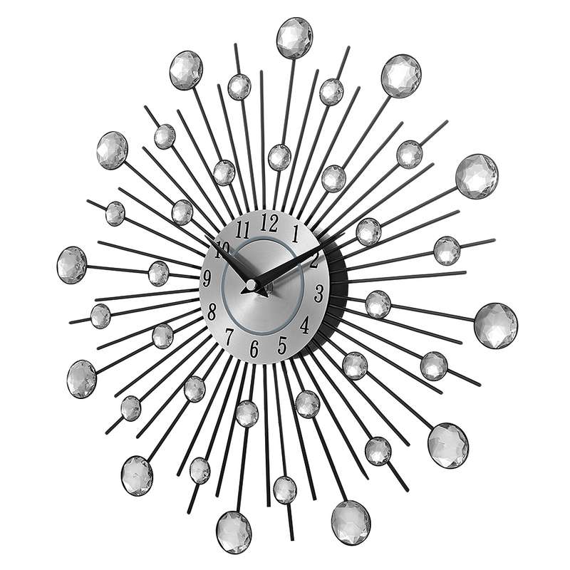 Creative Wall Clock Crystal Silver Wrought Iron Wall Clock Personality Art Decoration Living Room Be