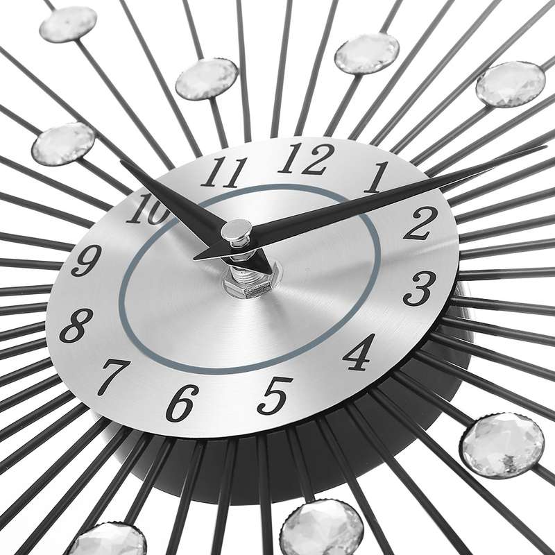Creative Wall Clock Crystal Silver Wrought Iron Wall Clock Personality Art Decoration Living Room Be