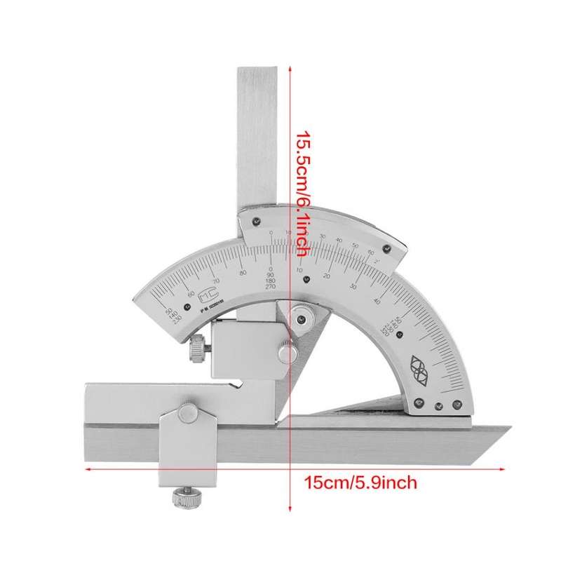 High Carbon Steel Non-parallax Trimmer Protractor Angle Measuring Ruler