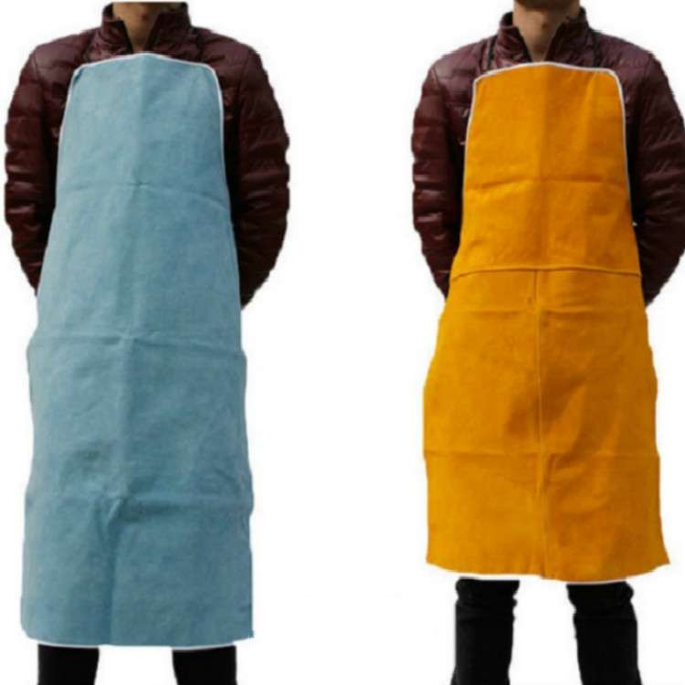 Full Leather Electric Welding Apron High Temperature Fireproof Star Splash Protective Clothing(Orang