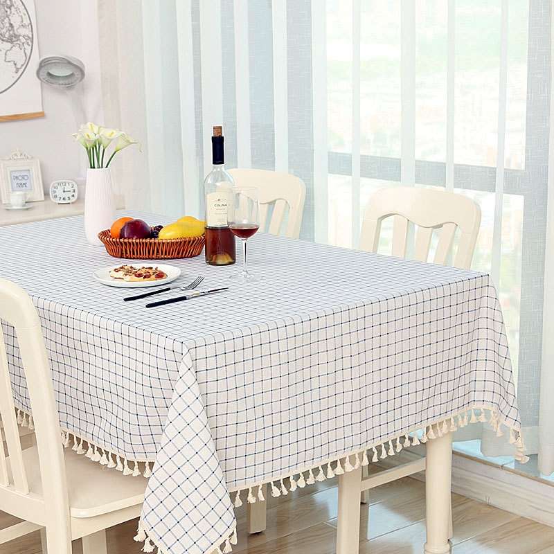 Cloth Cotton Dining Tablecloth Decoration Cloth, Size:70x70cm(Blue Dots)