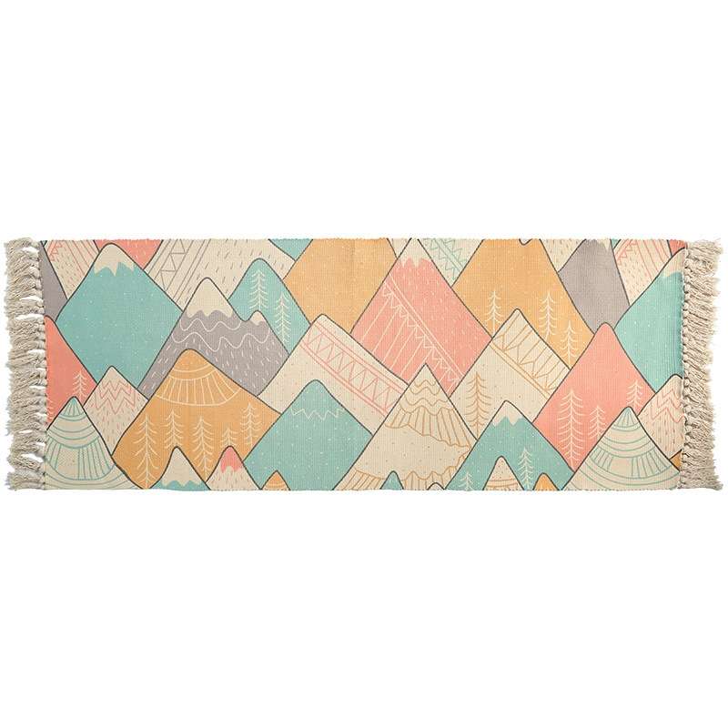 Cotton Hand-woven Bedside Carpet Home Long Fringed Anti-slip Mat, Size:60×180 cm(Leaf Years)