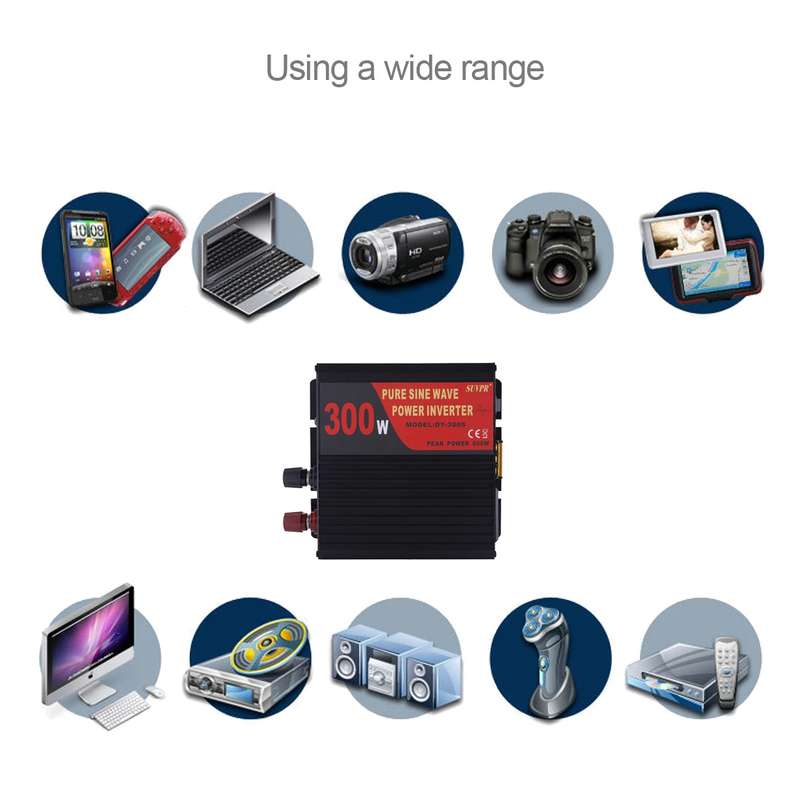 SUVPR DY-LG300S 300W DC 12V to AC 220V 50Hz Pure Sine Wave Car Power Inverter with Universal Power S