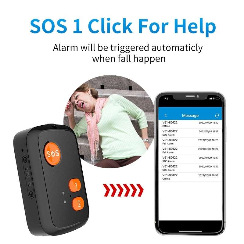 V51 B Style IP67 Waterproof 4G LTE 3G 2G GSM Elderly SOS Button Emergency Alarm GPS Tracker For Nort