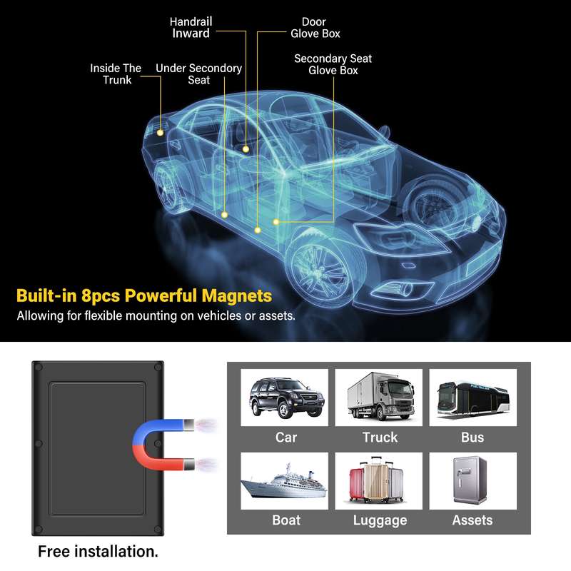 TK808 5000mAh GPS Intelligent Waterproof Multifunctional Vehicle Tracking Tracker (Black)