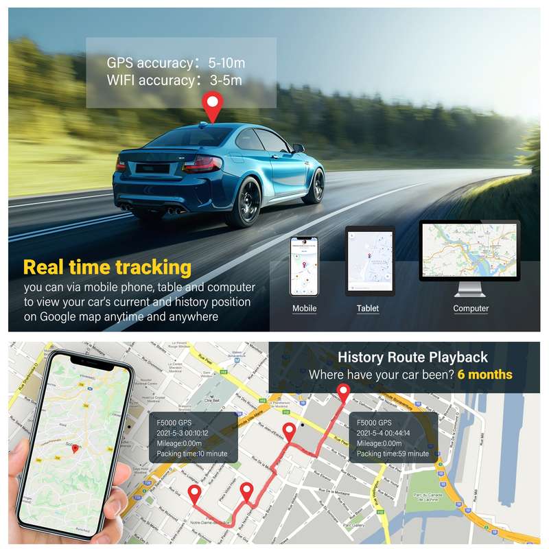 TK808 5000mAh GPS Intelligent Waterproof Multifunctional Vehicle Tracking Tracker (Black)